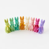 Flocked Pastel Color Button Nose Bunny