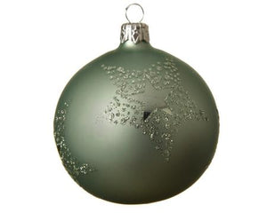 sunshineindustries - Matte Green GlassBall Ornament with Glitter Star