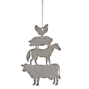 sunshineindustries - Galvanized Metal Farm Animals Totem Ornament