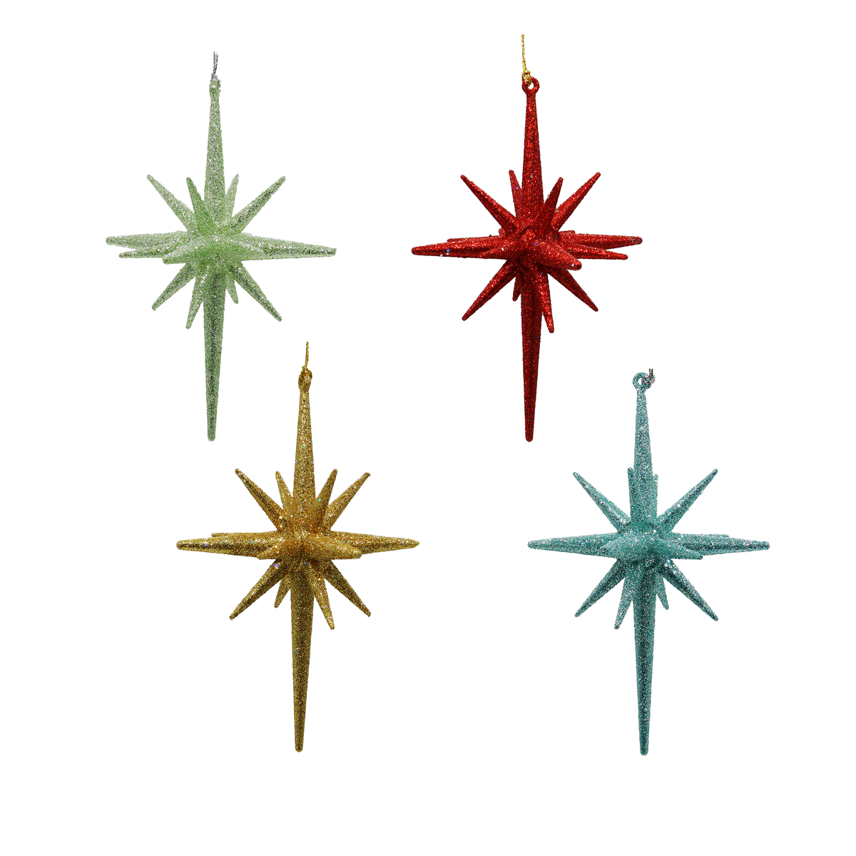 Mid-Century Style Glitter Starburst Ornament, Set of 3 – Merry Manor
