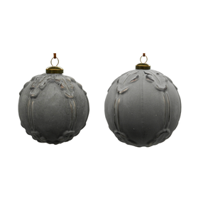 sunshineindustries - Antiqued Grey Glass Ornament, Set of 2