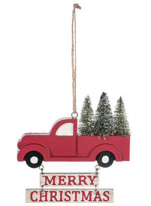sunshineindustries - Wood Truck with Christmas Trees Ornament