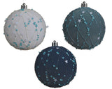 Velvet Ball Ornament with Stars & Sequins, Set of 3