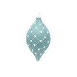 Turquoise Pearl Laced Ornament, Set of 2