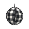 Black and White Plaid Fabric Ball Ornament, Set of 2