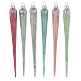 Glass Icicle Ornament Boxed Set of 6