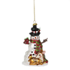 Glass Snowman with Deer Ornament
