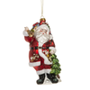 Santa with His Bag of Goodies Glass Ornament