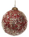 Red Ball Ornament with Chunky Gold Flakes, Set of 2