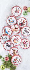 Twelve Dogs of Christmas Disc Ornament Set, 12 pieces