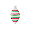 Horizontal Red, Green & White Striped Glass Ornament, Set of 3
