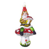 Gnome with Mushroom Glass Figurine Ornament