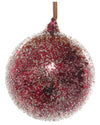 Frosty Burgundy Glittered Glass Ornament, Set of 3