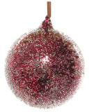 Frosty Burgundy Glittered Glass Ornament, Set of 3