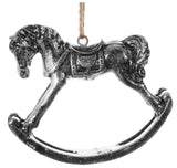Pewter Rocking Horse Ornament, Set of 3