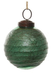 Green Ribbed Glass Ball Ornament