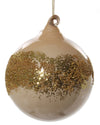Creamy Glass Ornament with Gold Pearls, Set of 2