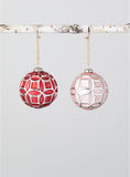 Pink Faceted Glass Ball Ornament