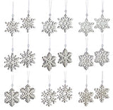 Boxed Set of 18 Wood Snowflake Ornaments