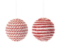 sunshineindustries - Red and White Yarn Ball Ornament