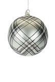 Extra Large Grey Plaid Glass Ornament, Set of 2