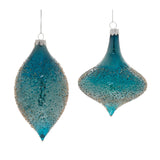 Teal Bumpy Textured Glass Ornaments, Set of 2