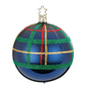 Collectible Blue Plaid Glass Ball Ornament