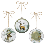 Deer Disc Ornament, Set of 3
