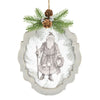 Santa in a Grey Wood Frame Ornament