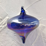 Translucent Blue Glass Finial Ornament, Set of 2
