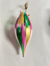 Brightly Colored Elongated Oval and Metallic Gold  Ornament