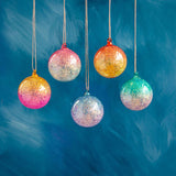 Iridescent Glitter Glass Ball Ornament, Assorted Colors