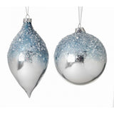 Blue & Silver Icy Glass Ornament