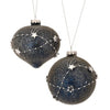 Night Sky Glitter Glass Ornament with Star Garland, Set of 2