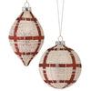 Forest Plaid Glass Ornament, Set of 2