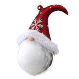Jolly Gnome Face with Fur Trimmed Hat Glass Ornament