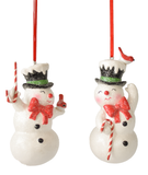 Retro Snowman Ornaments, Set of 2