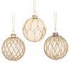 Translucent Gold Glass Ornament with Glitter Accent, Set of 3