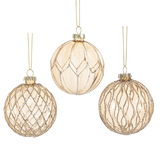 Translucent Gold Glass Ornament with Glitter Accent, Set of 3