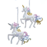 Shatterproof Unicorn with Multi-Color Mane & Tail Ornament, Set of 2
