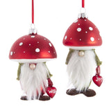Gnome with Mushroom Hat Glass Ornament