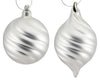 Matte Silver Swirl Glass Ornament, Set of 2