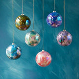 Mirrored Marble Glass Ball Ornament, Assorted Colors