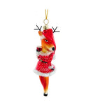 Vixen Deer in Party Dress Glass Ornament