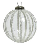 Clear Glass Ball Ornament with Silver Glitter Patterns, Set of 3