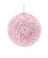 Pink Beaded Glass Ball Ornament, Set of 2