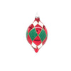 Red & Green Diamond Patterned Glass Ball Ornament, Set of 2