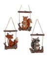 Resin Woodland Animals On a Swing Ornaments