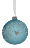 Glass Ball Ornament with Glitter Flowers, Set of 6