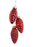 Red Pinecone Glass Cluster Ornament, Set of 6